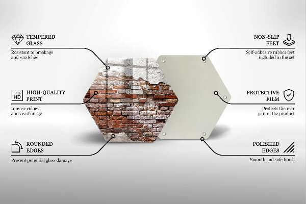 Tabla de cortar de vidrio Viejo muro de ladrillo y hormigón