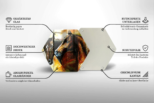 Tabla de cortar de vidrio Animales caballos