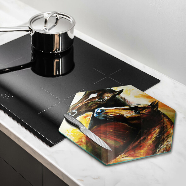 Tabla de cortar de vidrio Animales caballos