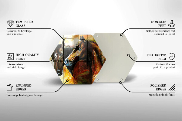 Tabla de cortar de vidrio Animales caballos