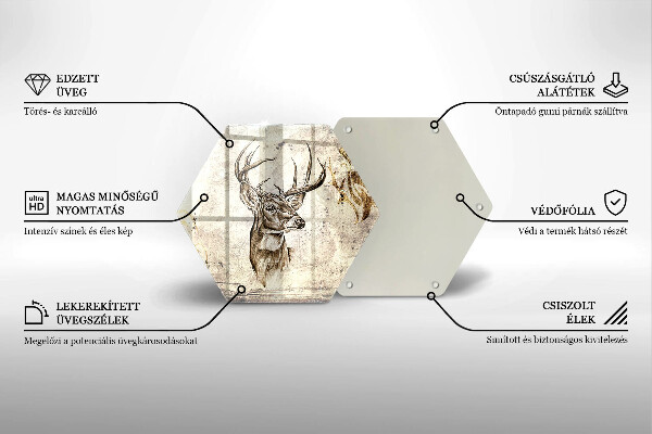 Tabla de cortar de vidrio Ilustración de animales ciervos