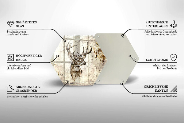 Tabla de cortar de vidrio Ilustración de animales ciervos