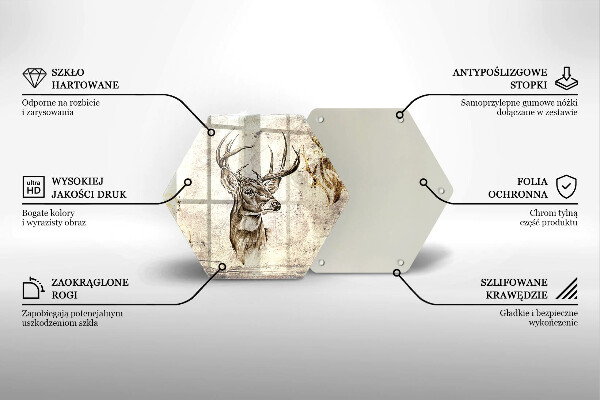Tabla de cortar de vidrio Ilustración de animales ciervos