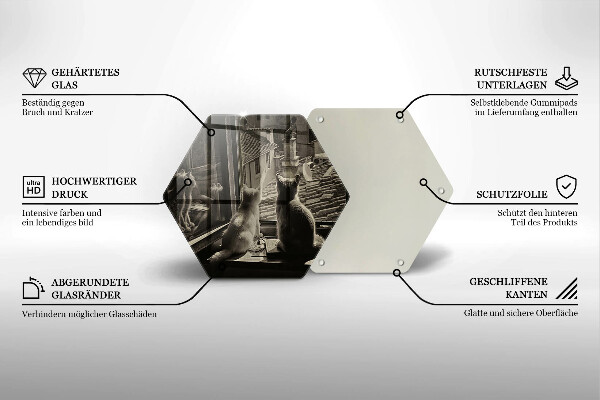 Tabla de cortar de vidrio Ventana y ciudad de gatos
