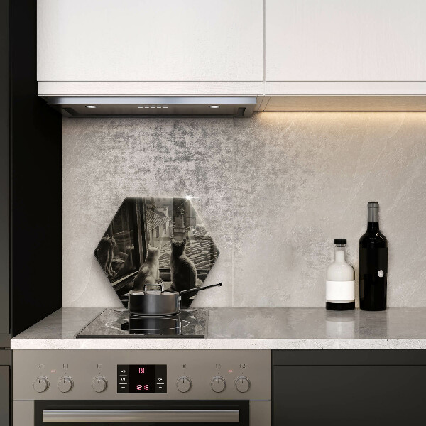 Tabla de cortar de vidrio Ventana y ciudad de gatos