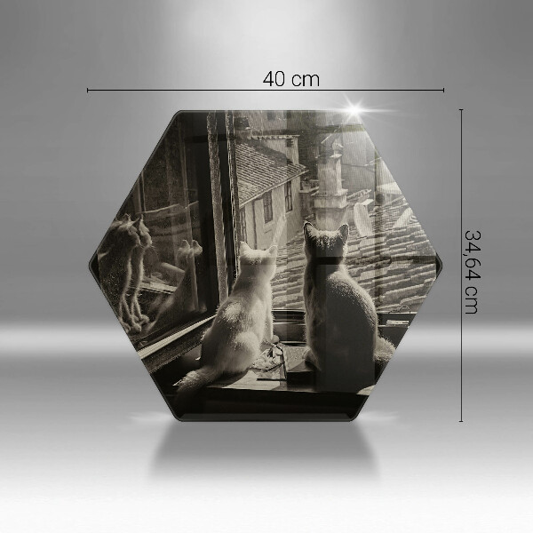 Tabla de cortar de vidrio Ventana y ciudad de gatos