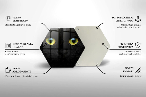 Tabla de cortar de vidrio Ojos de gato animales