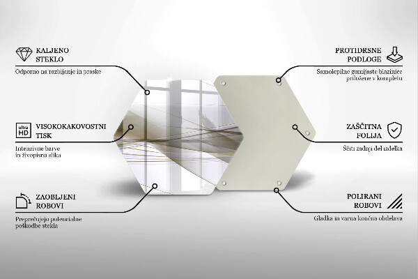 Tabla de cortar de vidrio Diseño de líneas abstractas