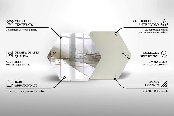 Tabla de cortar de vidrio Diseño de líneas abstractas