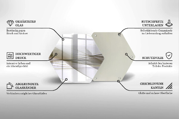Tabla de cortar de vidrio Diseño de líneas abstractas