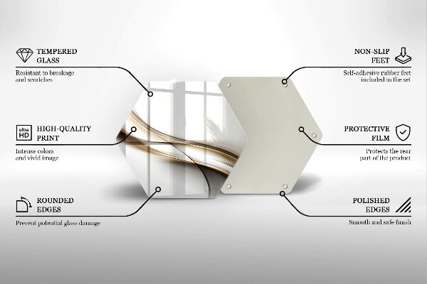 Tabla de cortar de vidrio Abstracción de líneas suaves