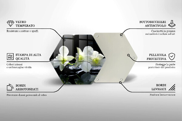 Tabla de cortar de vidrio Flores blancas en agua zen