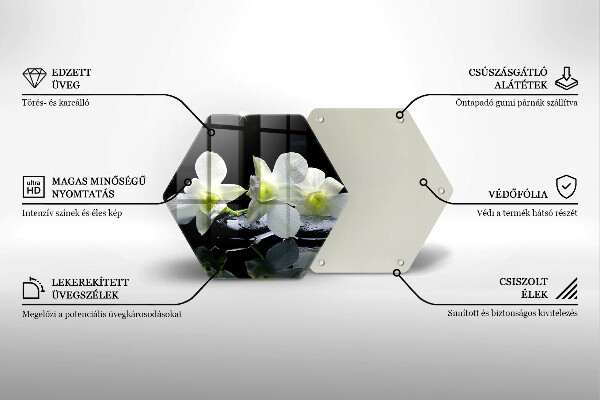 Tabla de cortar de vidrio Flores blancas en agua zen