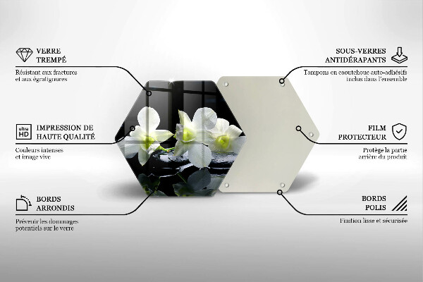 Tabla de cortar de vidrio Flores blancas en agua zen