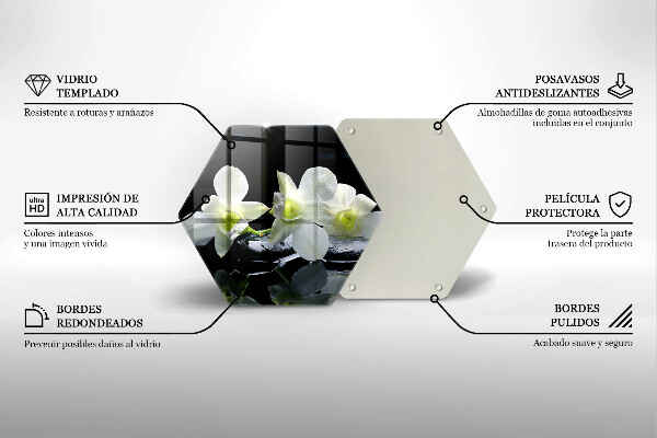 Tabla de cortar de vidrio Flores blancas en agua zen