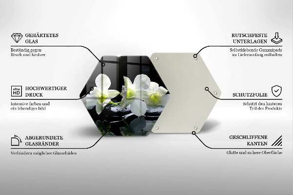 Tabla de cortar de vidrio Flores blancas en agua zen