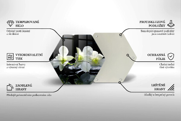 Tabla de cortar de vidrio Flores blancas en agua zen