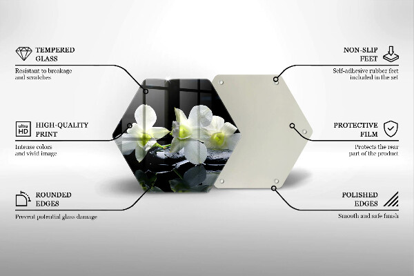 Tabla de cortar de vidrio Flores blancas en agua zen