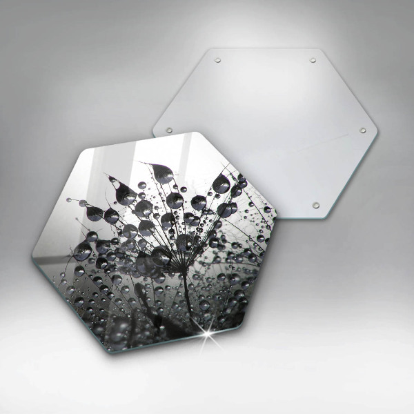 Tabla de cortar de vidrio Dientes de león y rocío