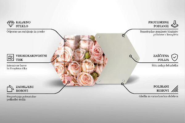 Tabla de cortar de vidrio Ramo de rosas delicadas