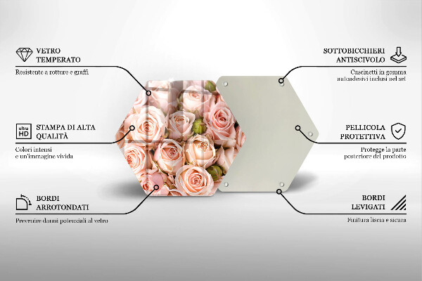 Tabla de cortar de vidrio Ramo de rosas delicadas