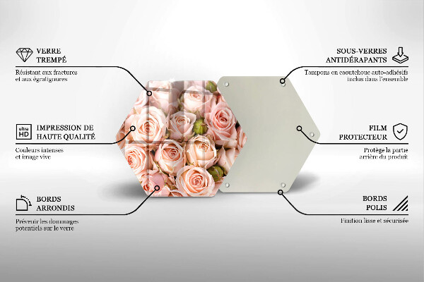 Tabla de cortar de vidrio Ramo de rosas delicadas