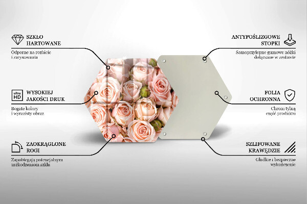 Tabla de cortar de vidrio Ramo de rosas delicadas