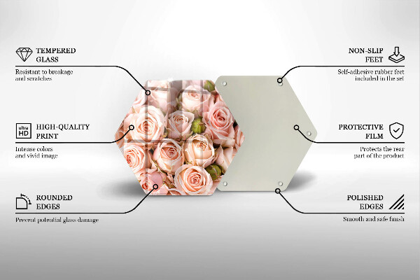 Tabla de cortar de vidrio Ramo de rosas delicadas