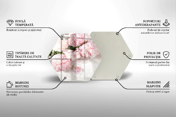 Tabla de cortar de vidrio Flores rosas delicadas