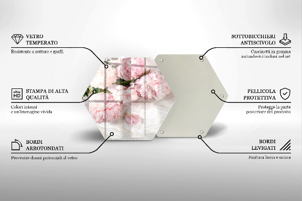 Tabla de cortar de vidrio Flores rosas delicadas