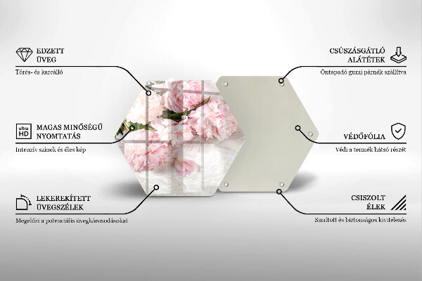 Tabla de cortar de vidrio Flores rosas delicadas