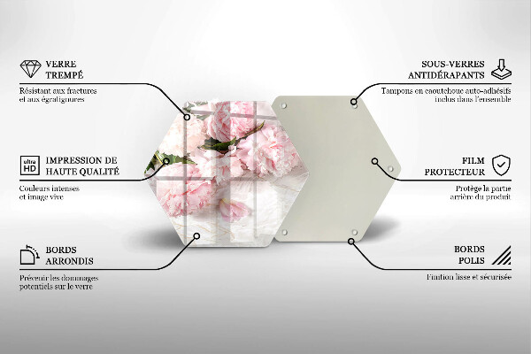 Tabla de cortar de vidrio Flores rosas delicadas