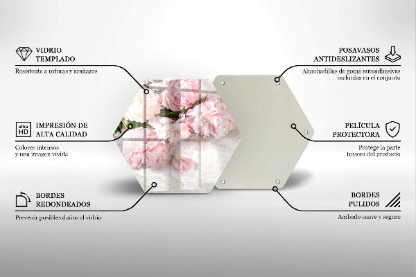 Tabla de cortar de vidrio Flores rosas delicadas