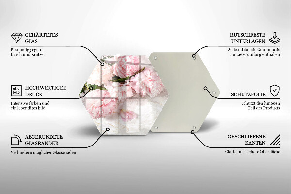 Tabla de cortar de vidrio Flores rosas delicadas