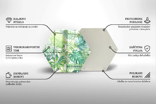 Tabla de cortar de vidrio Hojas boho acuarela