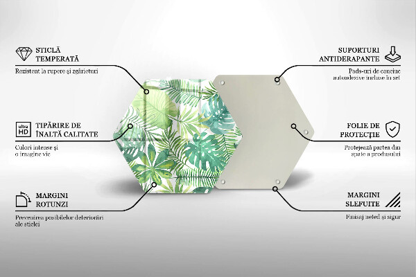 Tabla de cortar de vidrio Hojas boho acuarela