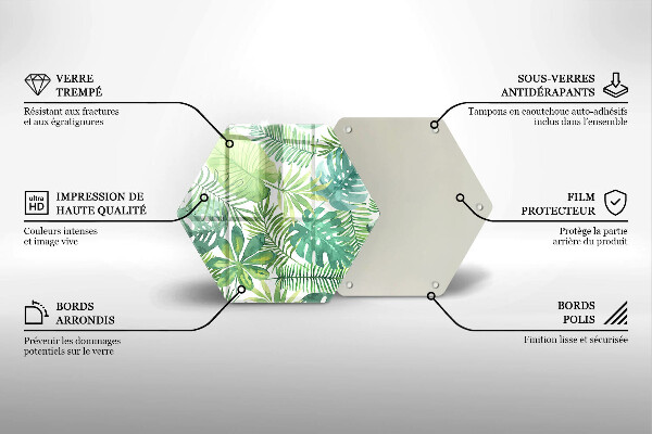 Tabla de cortar de vidrio Hojas boho acuarela