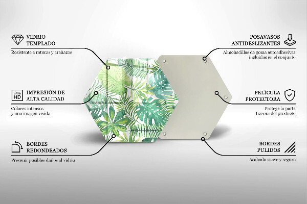 Tabla de cortar de vidrio Hojas boho acuarela