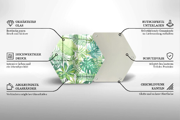 Tabla de cortar de vidrio Hojas boho acuarela