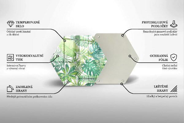 Tabla de cortar de vidrio Hojas boho acuarela