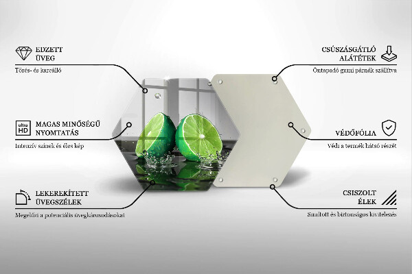 Tabla de cortar de vidrio Limas jugosas y agua