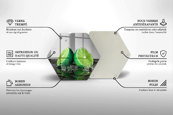 Tabla de cortar de vidrio Limas jugosas y agua