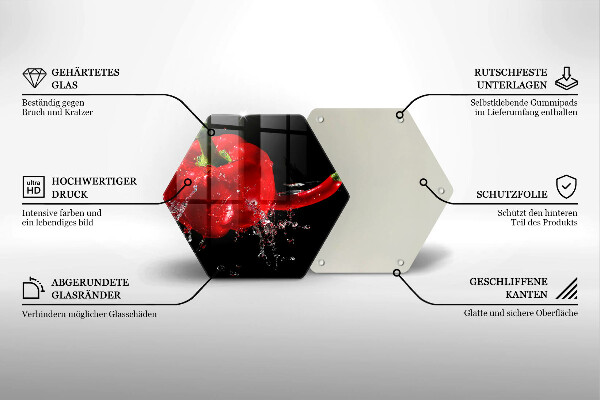 Tabla de cortar de vidrio Pimientos rojos en agua