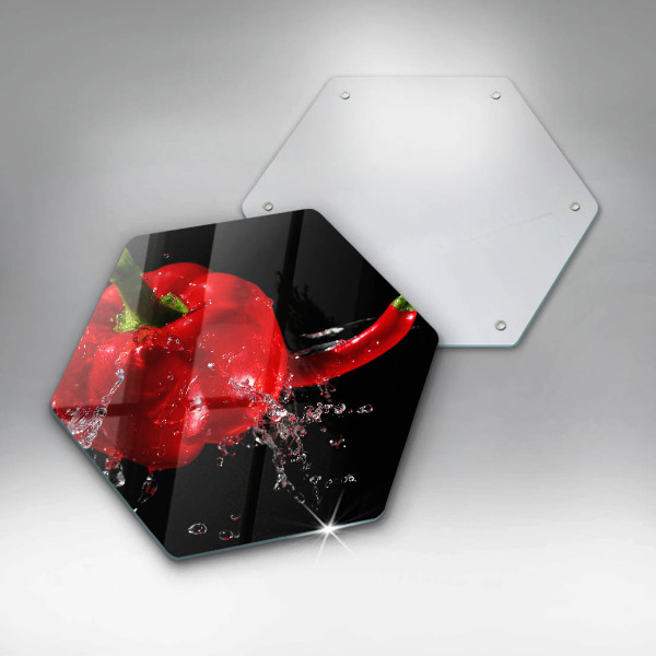 Tabla de cortar de vidrio Pimientos rojos en agua