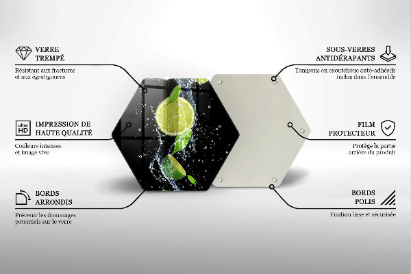 Tabla de cortar de vidrio Limas jugosas en agua
