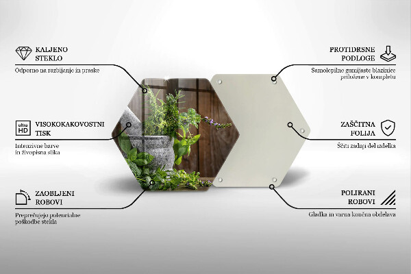 Tabla de cortar de vidrio Plantas hierbas y madera
