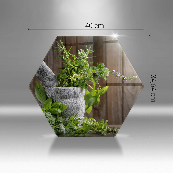 Tabla de cortar de vidrio Plantas hierbas y madera