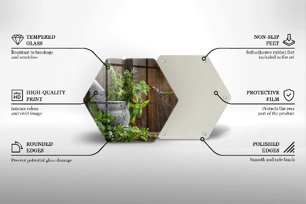 Tabla de cortar de vidrio Plantas hierbas y madera