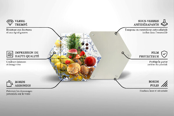 Tabla de cortar de vidrio Fruta jugosa y agua