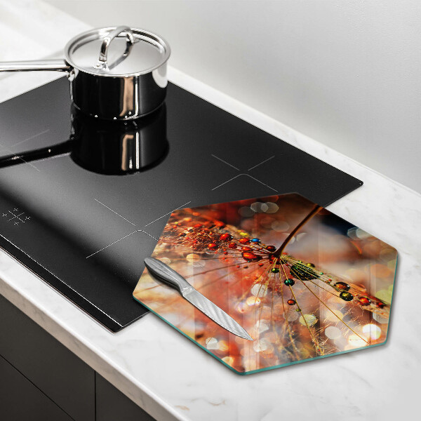 Tabla de cortar de vidrio Diente de león mojado